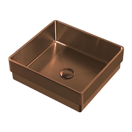 Whitehaus Noah Plus 10 Gauge Frame, Sqrd Semi-Recessed Basin Set W/ Center Drain, WHNPL1577-CO
